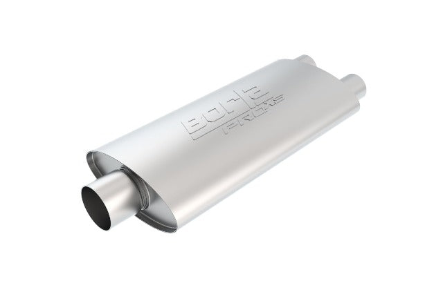 Borla 40348 PRO-XS; 2-1/2in.;2-1/2in.; 19in.x9-1/2in.x4in. OVAL CEN/DUAL W/O NOTCH