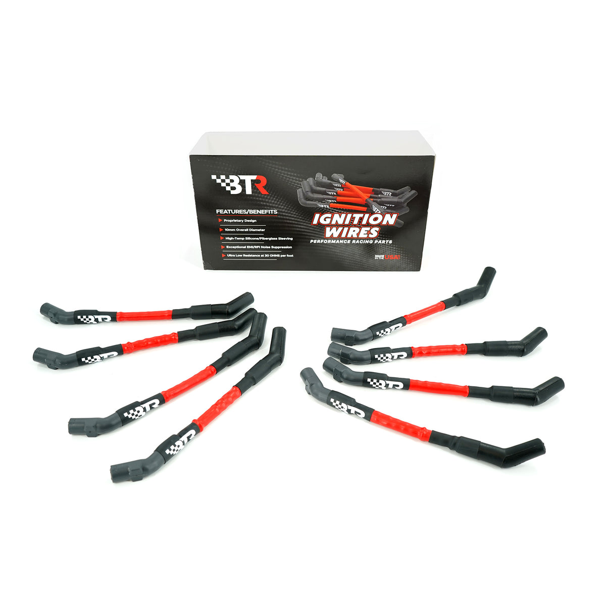 Brian Tooley Racing BTR-SPW-CH-LS-SC-2 BTR SCOTT SPARK PLUG WIRES FOR SMART COIL APPLICATIONS WHITE SCRIPT RED SLEEVE