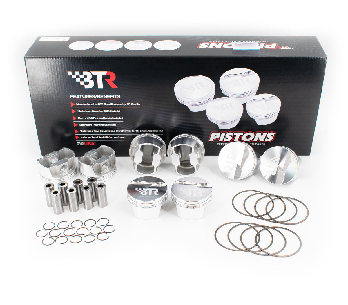 Brian Tooley Racing BTRCP-LS38001300-FT-8 BTR CP PISTON SET 3.800" BORE 3.622" STROKE 2CC FLAT TOP