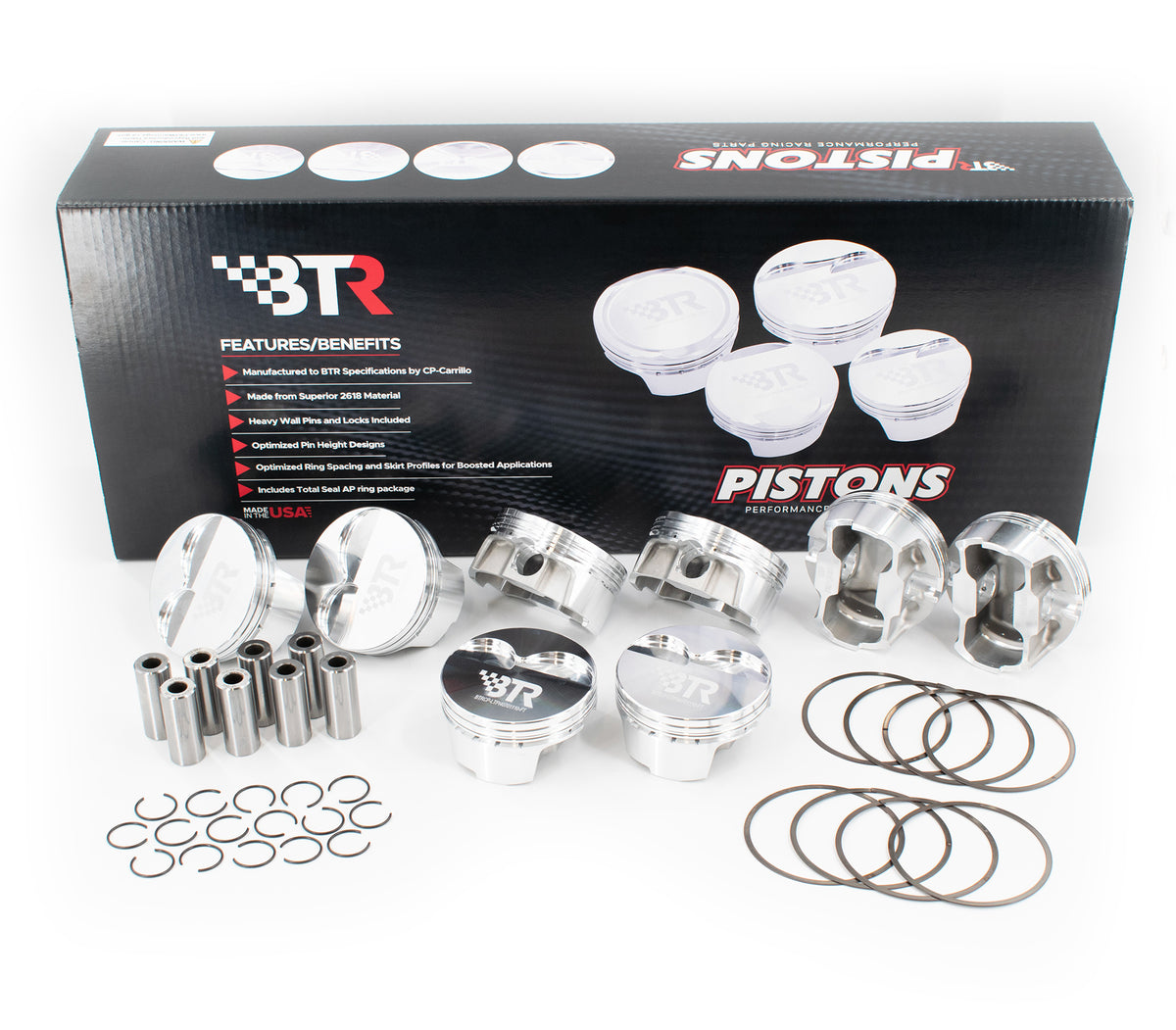 Brian Tooley Racing BTRCP-LTPI40701110-FT-8 BTR CP PISTON SET 4.070" BORE 4.000" STROKE 3CC FLAT TOP LT PORT
