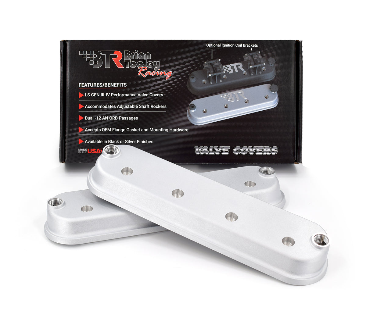 Brian Tooley Racing VCA-03-SLVR BTR DIE CAST VALVE COVER SET SILVER NO LOGO WITHOUT COIL MOUNTS