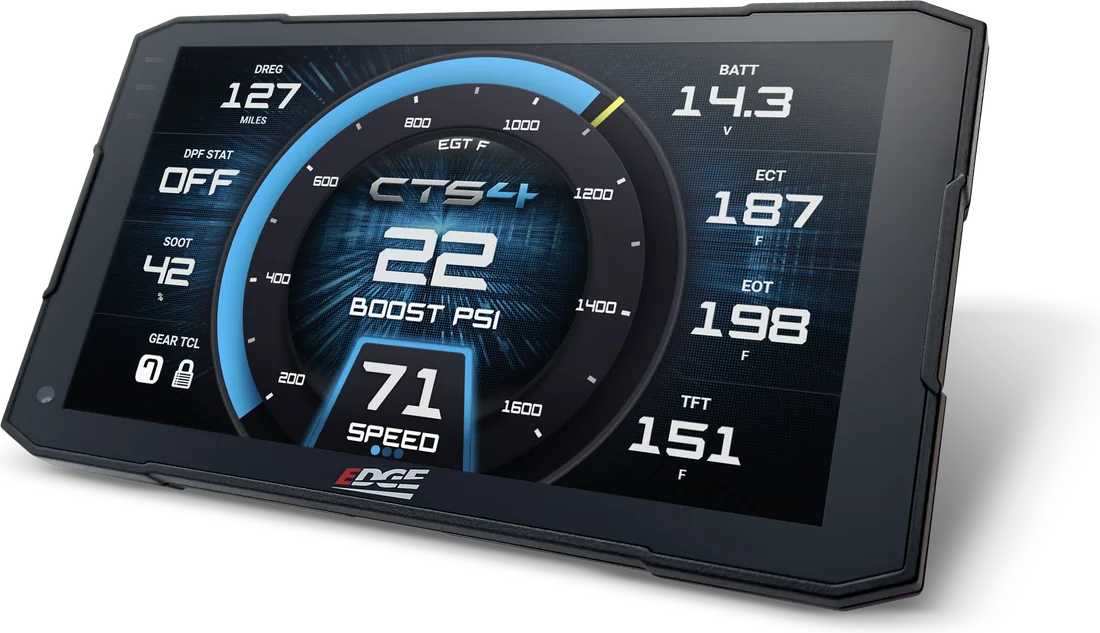 Edge Insight CTS4 monitor with blue gauge theme