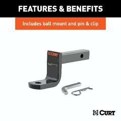 CURT 114863 Class 1 Trailer Hitch, 1-1/4 Ball Mount, Select Hyundai Ioniq