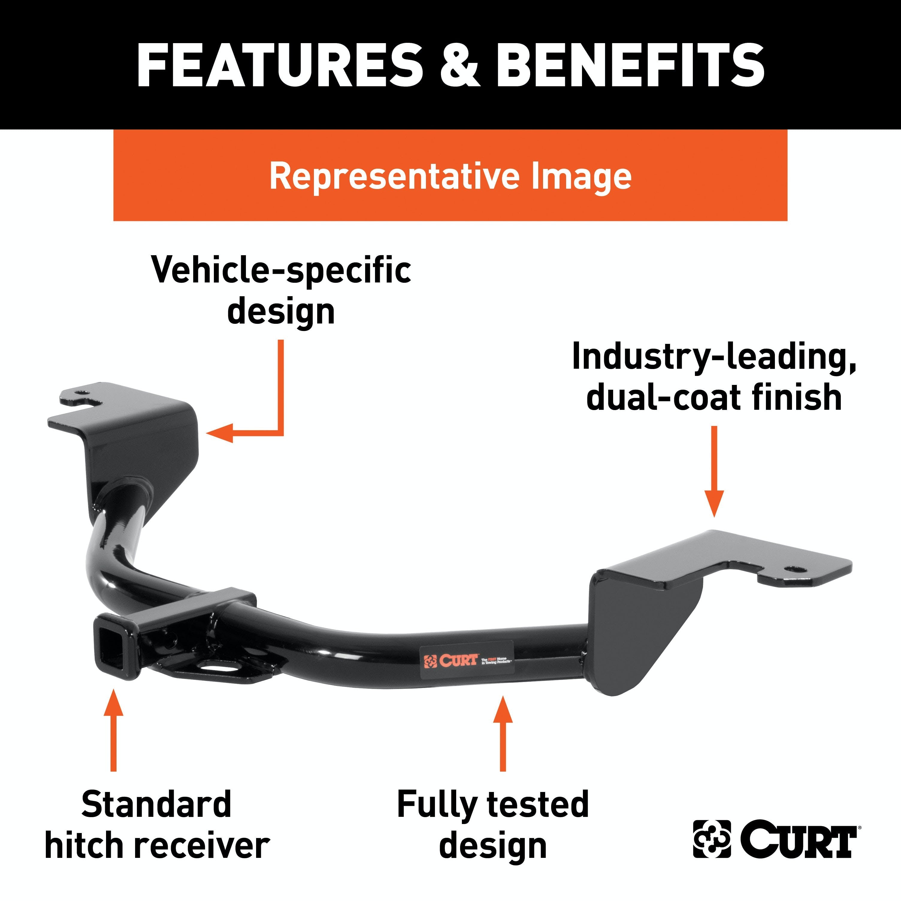 CURT 116093 Class 1 Trailer Hitch, 1-1/4 Ball Mount, Select Hyundai Venue