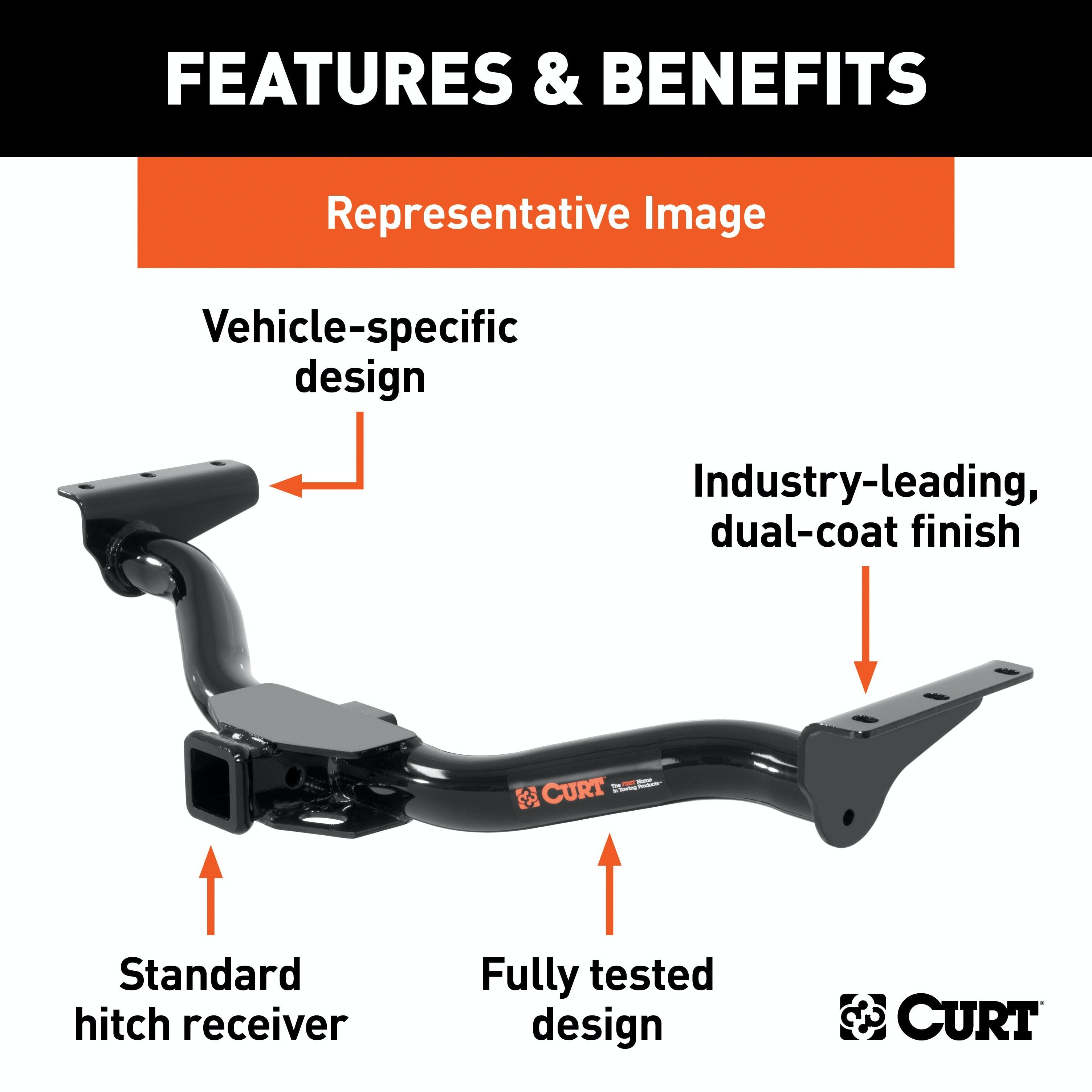 CURT 13375 Class 3 Hitch, 2, Select Dodge, Freightliner, Mercedes-Benz Sprinter 2500, 3500