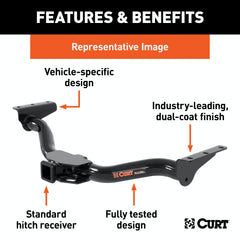 CURT 13432 Class 3 Trailer Hitch, 2 Receiver, Select Jeep Wrangler JK