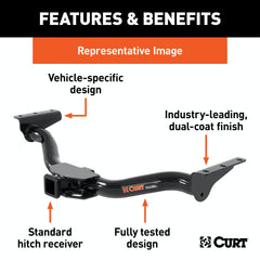 CURT 13526 Class 3 Hitch, 2, Select Hyundai Tucson, Kia Sportage (Concealed Main Body)