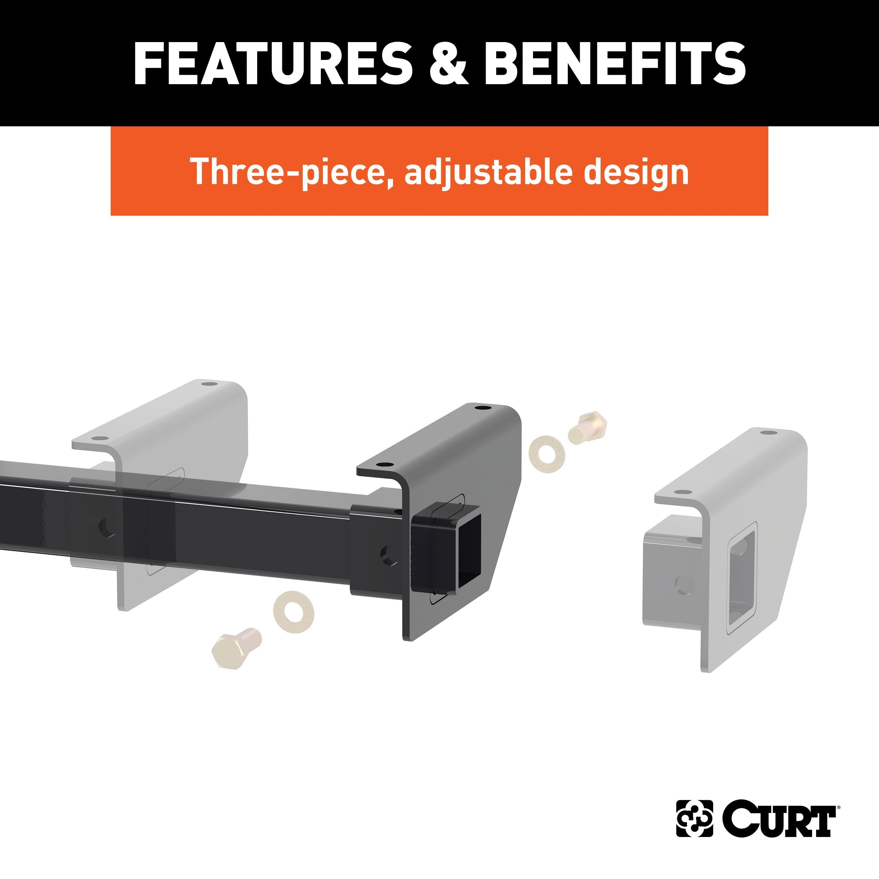 CURT 13701 Adjustable RV Trailer Hitch, 2 Receiver (Up to 51 Frames, 2 Drop)