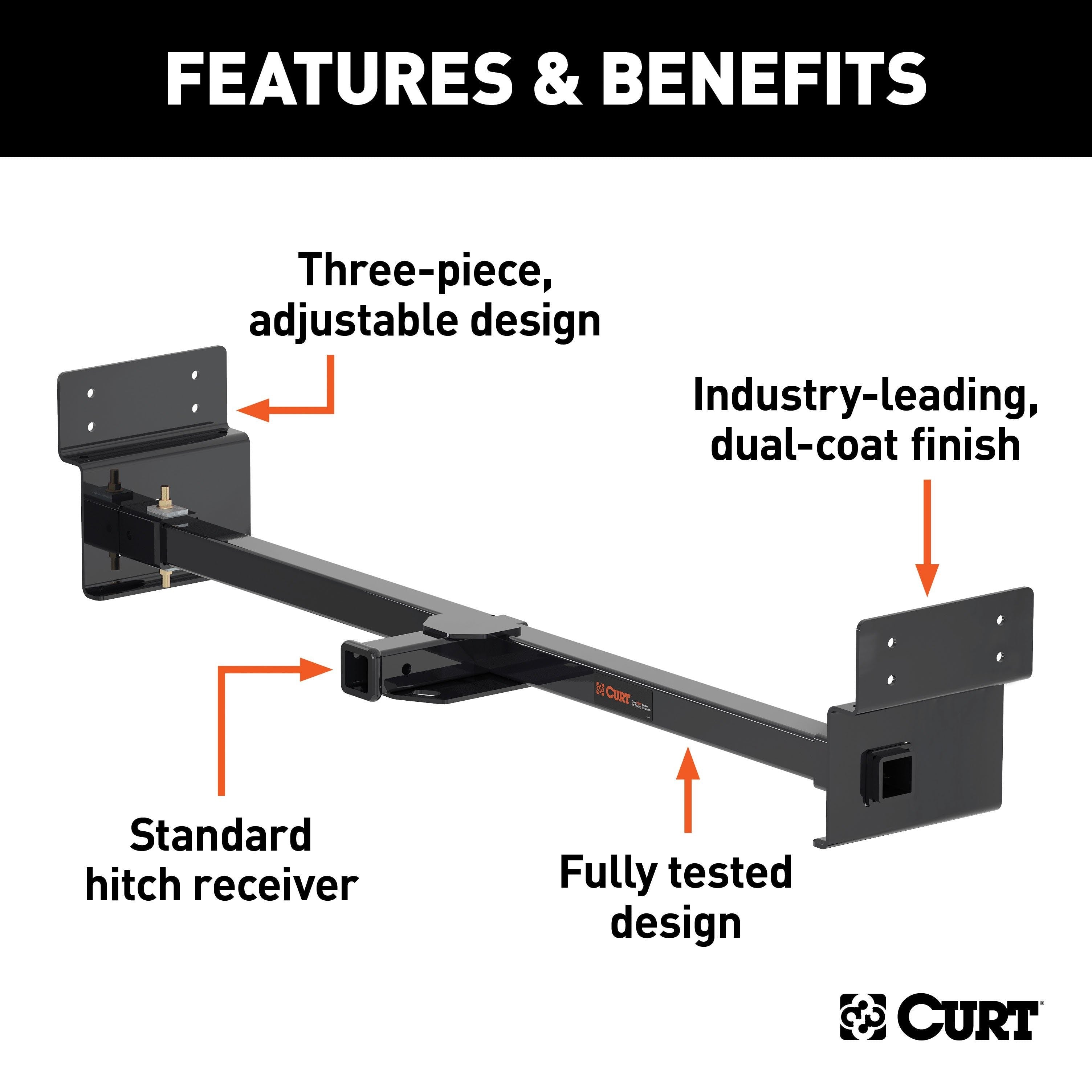 CURT 13703 Adjustable RV Trailer Hitch, 2 Receiver (Up to 72 Frames)