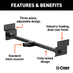 CURT 13703 Adjustable RV Trailer Hitch, 2 Receiver (Up to 72 Frames)