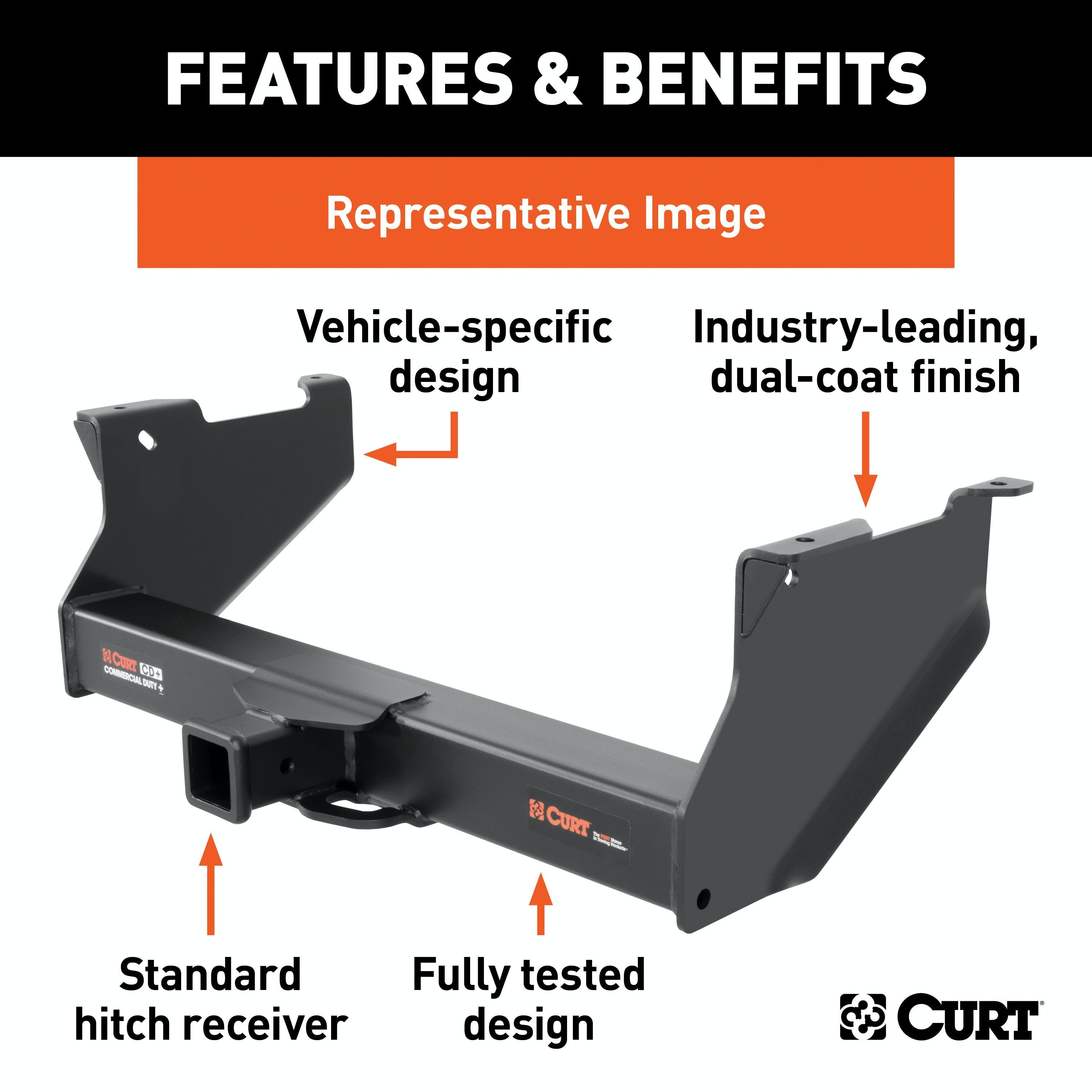 CURT 15802 Commercial Duty Class 5 Hitch, 2-1/2, Select Ford F250, F350, F450 Super Duty