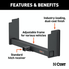 CURT 15902 Universal Weld-On Trailer Hitch, 2 Receiver (18 to 43 Frames, 11-1/2 Drop)