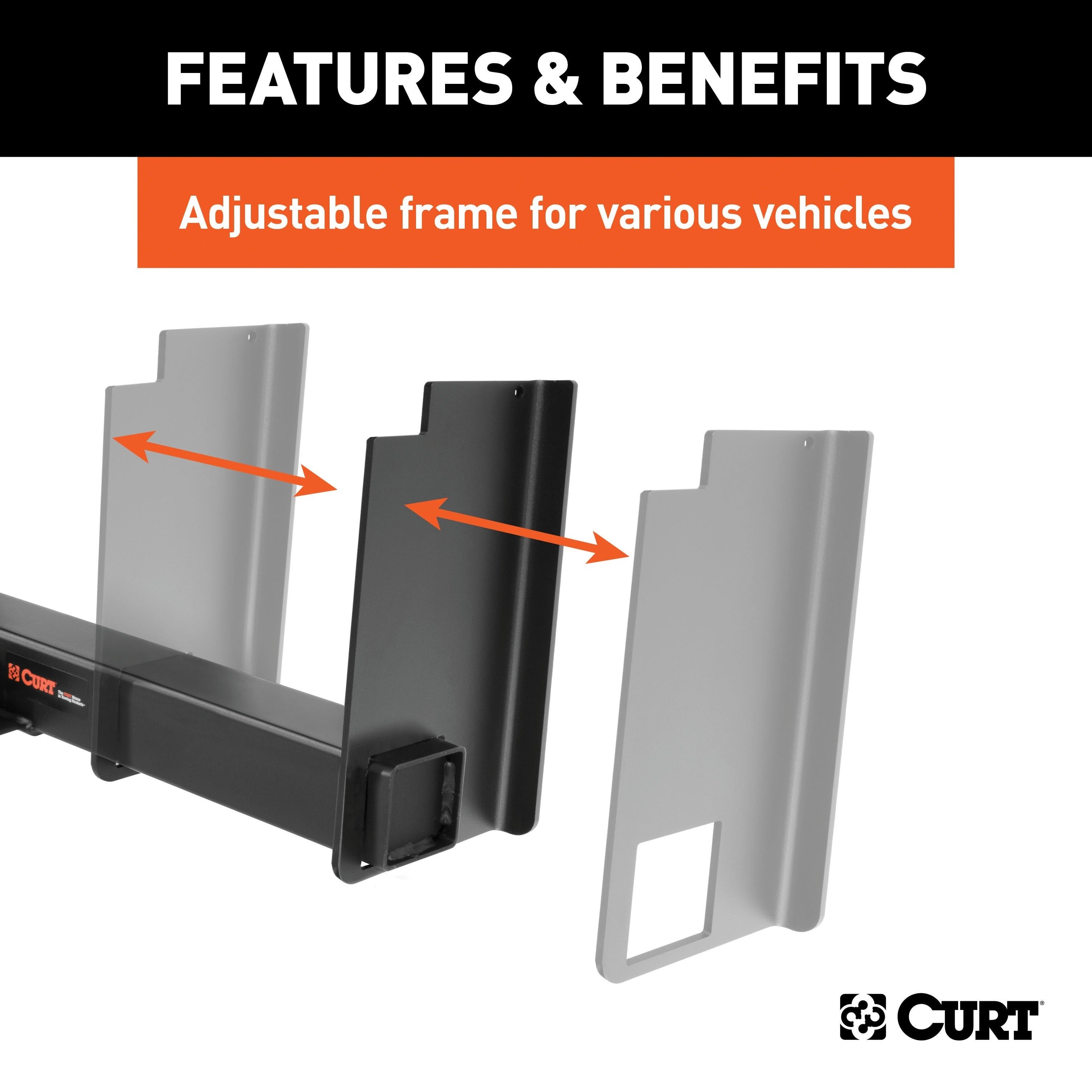 CURT 15902 Universal Weld-On Trailer Hitch, 2 Receiver (18 to 43 Frames, 11-1/2 Drop)