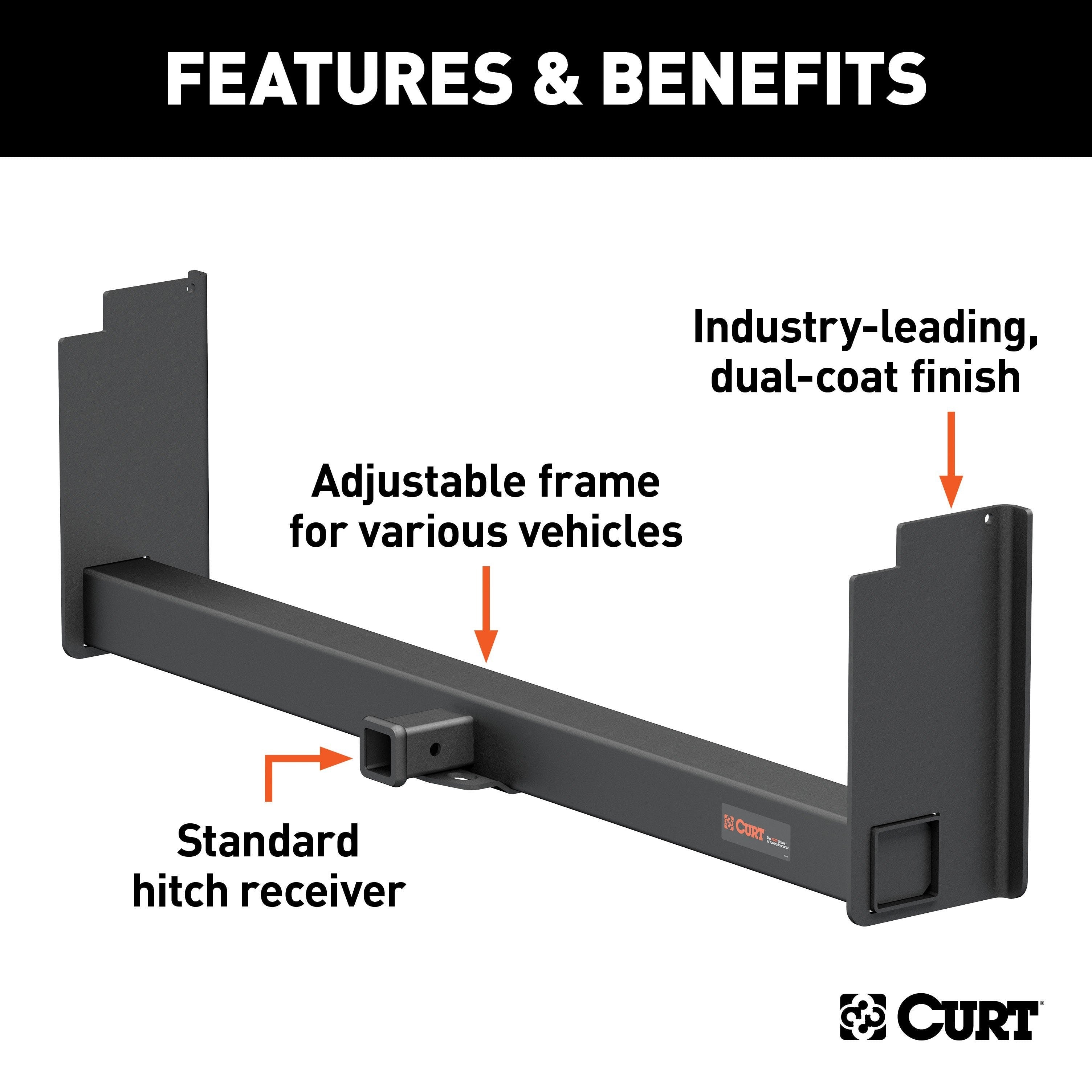 CURT 15903 Universal Weld-On Trailer Hitch, 2 Receiver (18 to 60 Frames, 11-1/2 Drop)