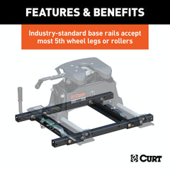 CURT 16027 Puck System 5th Wheel Adapter with Rails, Select Chevy, Ford, GMC, 25K