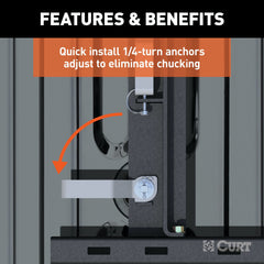 CURT 16027 Puck System 5th Wheel Adapter with Rails, Select Chevy, Ford, GMC, 25K
