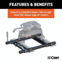 CURT 16027 Puck System 5th Wheel Adapter with Rails, Select Chevy, Ford, GMC, 25K