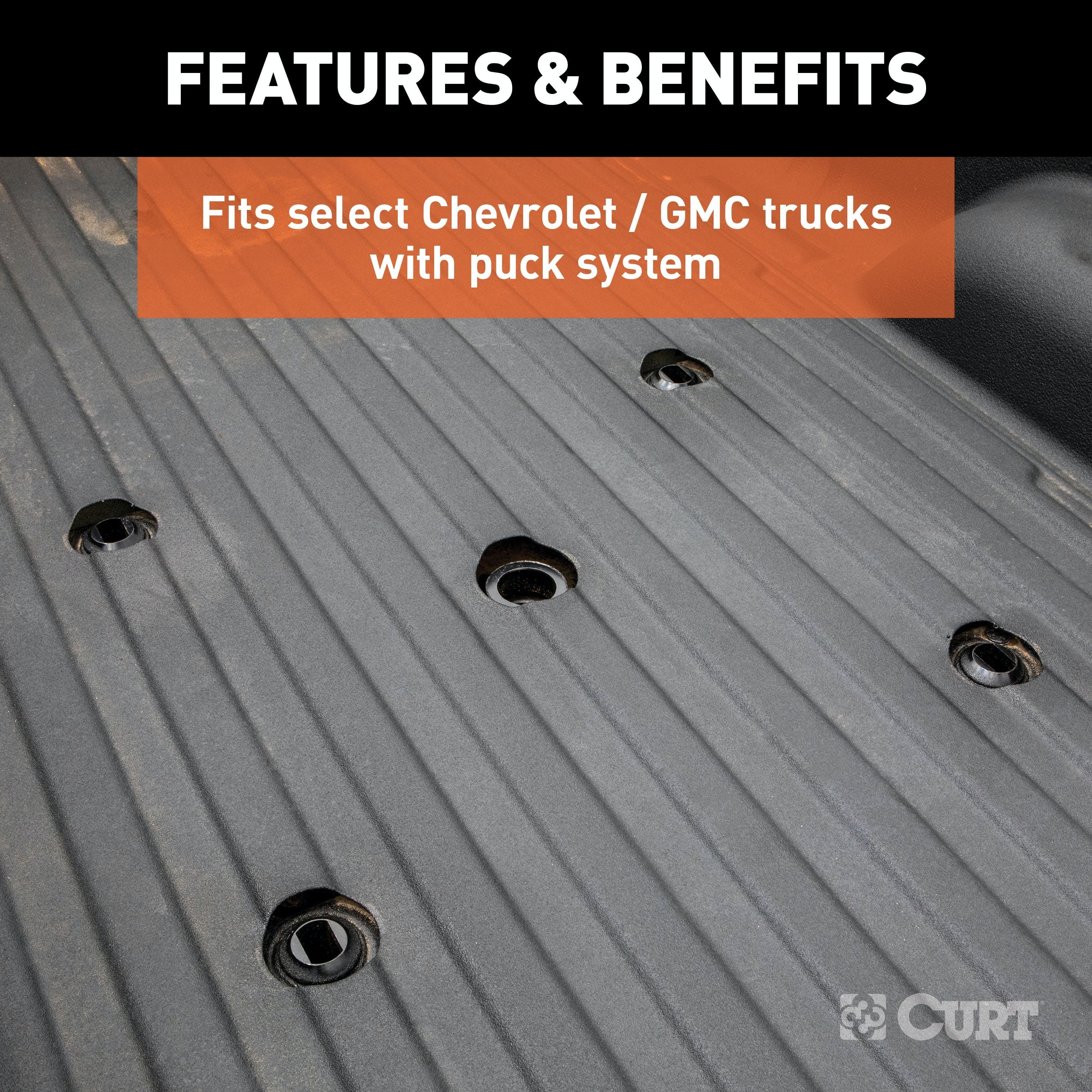 CURT 16027 Puck System 5th Wheel Adapter with Rails, Select Chevy, Ford, GMC, 25K
