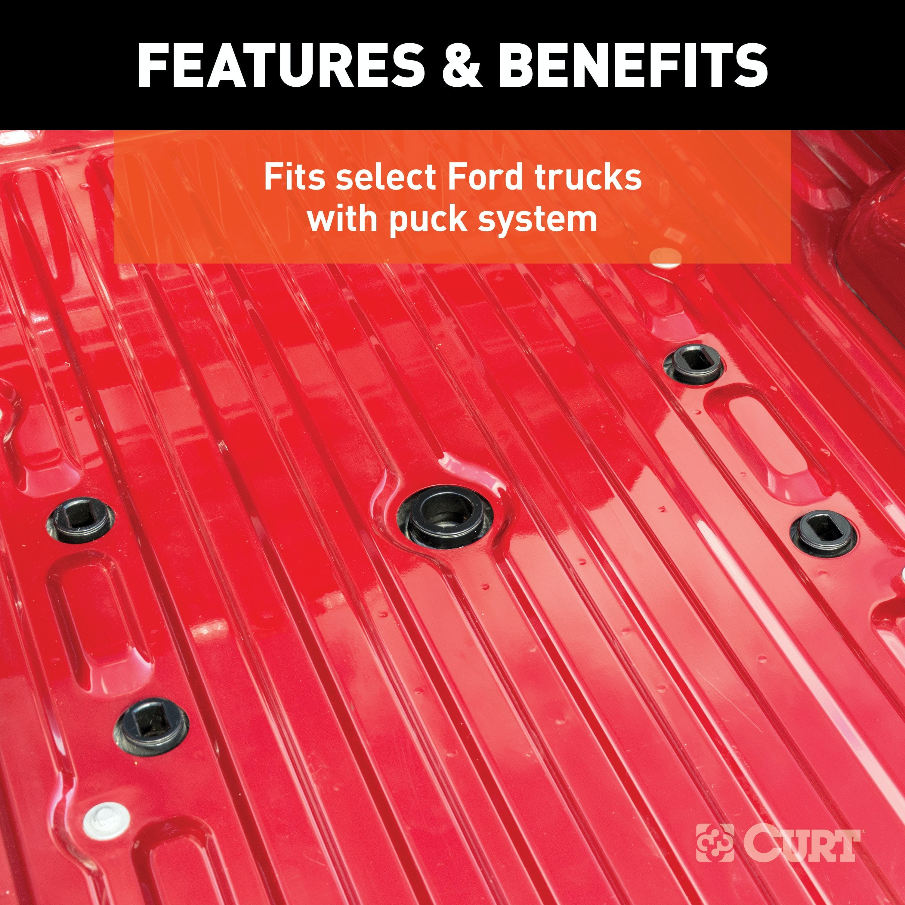 CURT 16027 Puck System 5th Wheel Adapter with Rails, Select Chevy, Ford, GMC, 25K