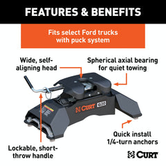 CURT 16035 Q20 5th Wheel Hitch, Select Ford F-250, F-350, F-450, 8' Bed Puck System