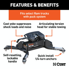 CURT 16046 A25 5th Wheel Hitch, Select Ram 2500, 3500, 8' Bed Puck System