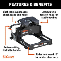 CURT 16052 A16 Sliding 5th Wheel Hitch, 16,000 lbs.