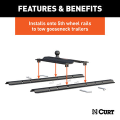 CURT 16055 Bent Plate 5th Wheel Rail Gooseneck Hitch with 2-5/16 Ball, 25K (3 Offset)