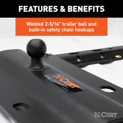 CURT 16055 Bent Plate 5th Wheel Rail Gooseneck Hitch with 2-5/16 Ball, 25K (3 Offset)