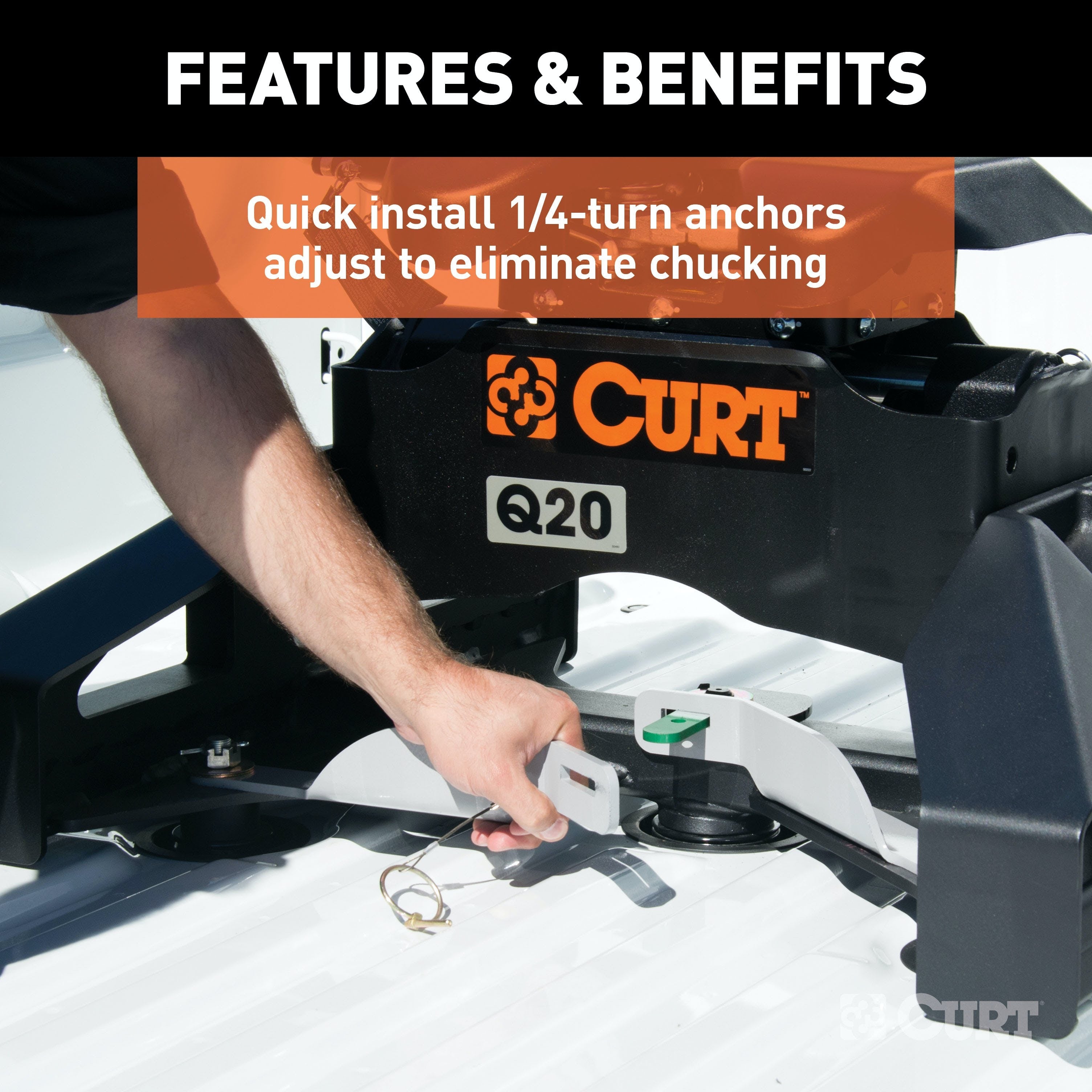 CURT 16075 Q20 5th Wheel Hitch, Select Nissan Titan XD, 8' Bed Puck System