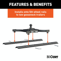 CURT 16085 Spyder 5th Wheel Rail Gooseneck Hitch with 2-5/16 Ball, 25K