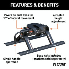 CURT 16116 E16 5th Wheel Hitch with Rails