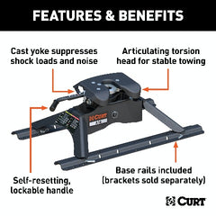 CURT 16121 A16 5th Wheel Hitch with Rails