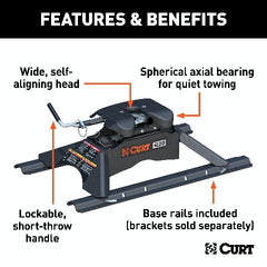 CURT 16131 Q20 5th Wheel Hitch with Rails