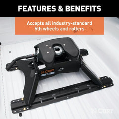 CURT 16150 Universal 5th Wheel Base Rails, 25K (4-Bolt Mount, Gloss Black)