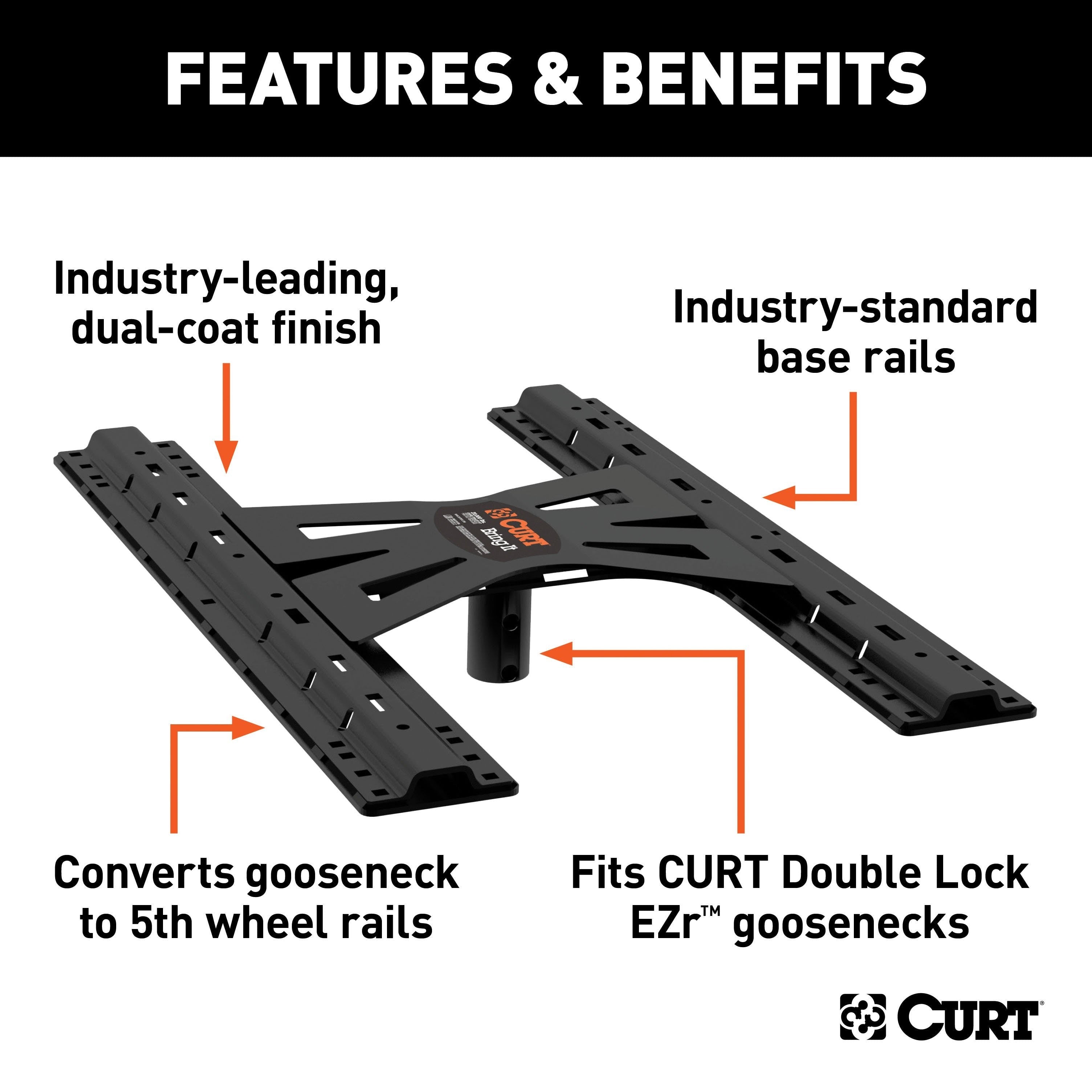 CURT 16220 X5 Gooseneck-to-5th-Wheel Adapter Plate for Double Lock EZr