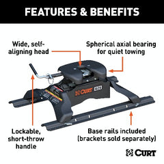 CURT 16266 Q25 5th Wheel Hitch with Rails