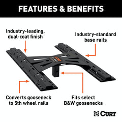 CURT 16310 X5 Gooseneck-to-5th-Wheel Adapter Plate with Square Shank