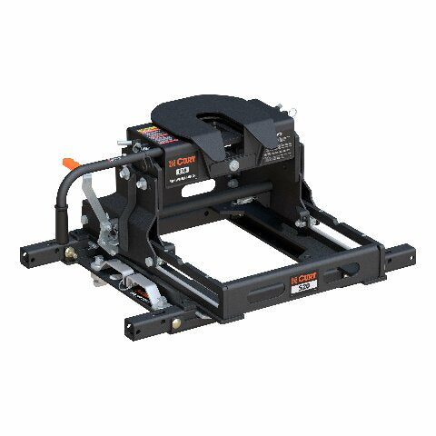 CURT 16680 E16 5th Wheel Hitch Kit with S20 5th Wheel Slider and Puck System Adapter with Rails Fits Select Chevy Ford GMC