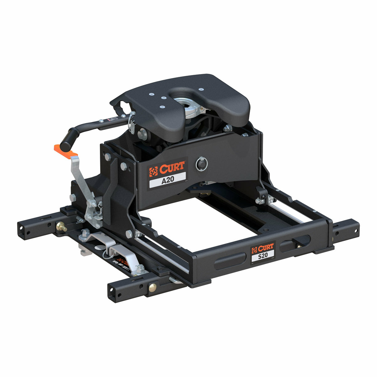 CURT 16682 A20 5th Wheel Hitch Kit with S20 Slider and Puck System Adapter With Rails Fits Select Chevrolet Ford GMC