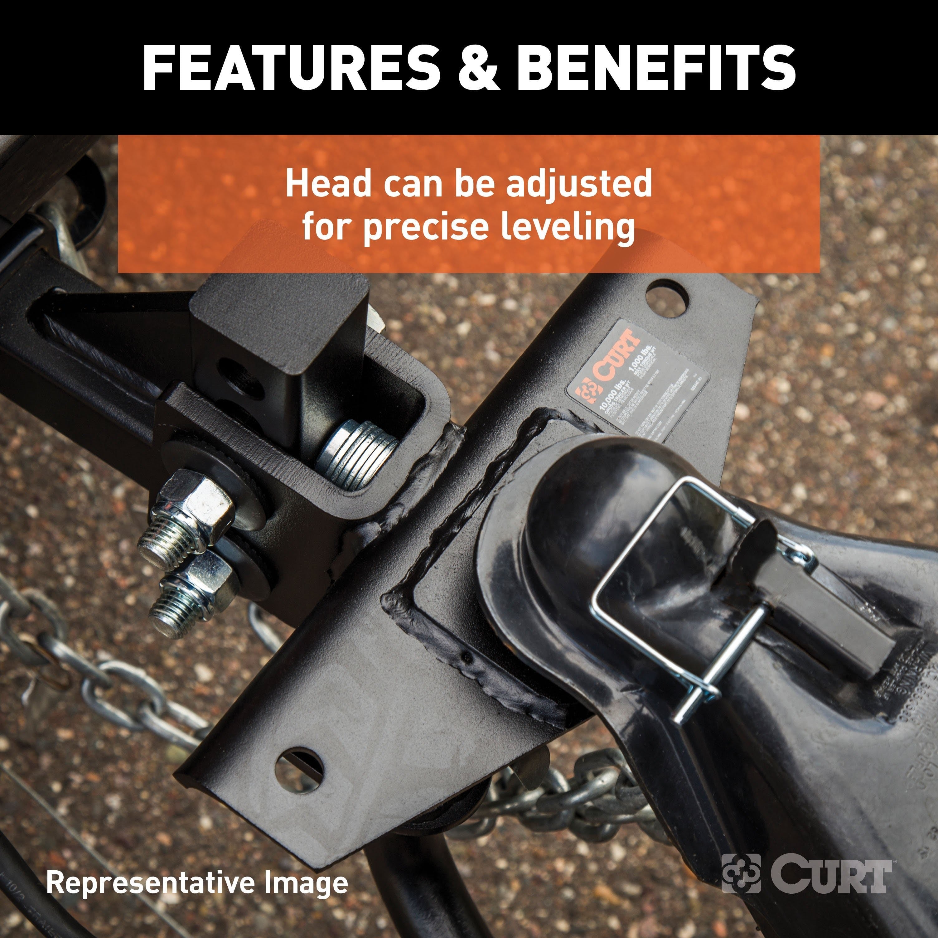 CURT 17062 Round Bar Weight Distribution Hitch with Lubrication, Sway Control (8-10K)
