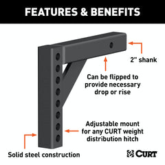 CURT 17120 Weight Distribution Shank (2 Shank, 5-5/8 Drop, 8-7/8 Rise)