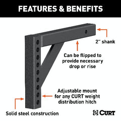 CURT 17122 Weight Distribution Shank (2 Shank, 6 Drop, 10-1/4 Rise)