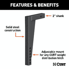 CURT 17125 Weight Distribution Shank (2 Shank, 14-1/2 Drop)