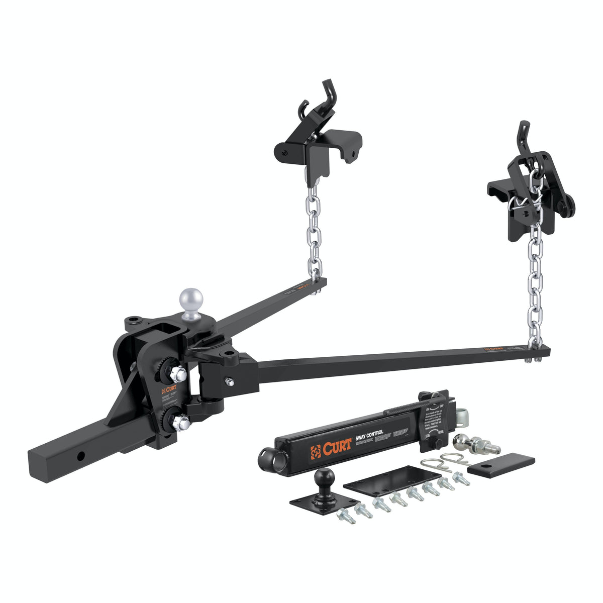 CURT 17322 Short Trunnion Bar Weight Distribution Hitch with Sway Control (8-10K, 28-3/8)
