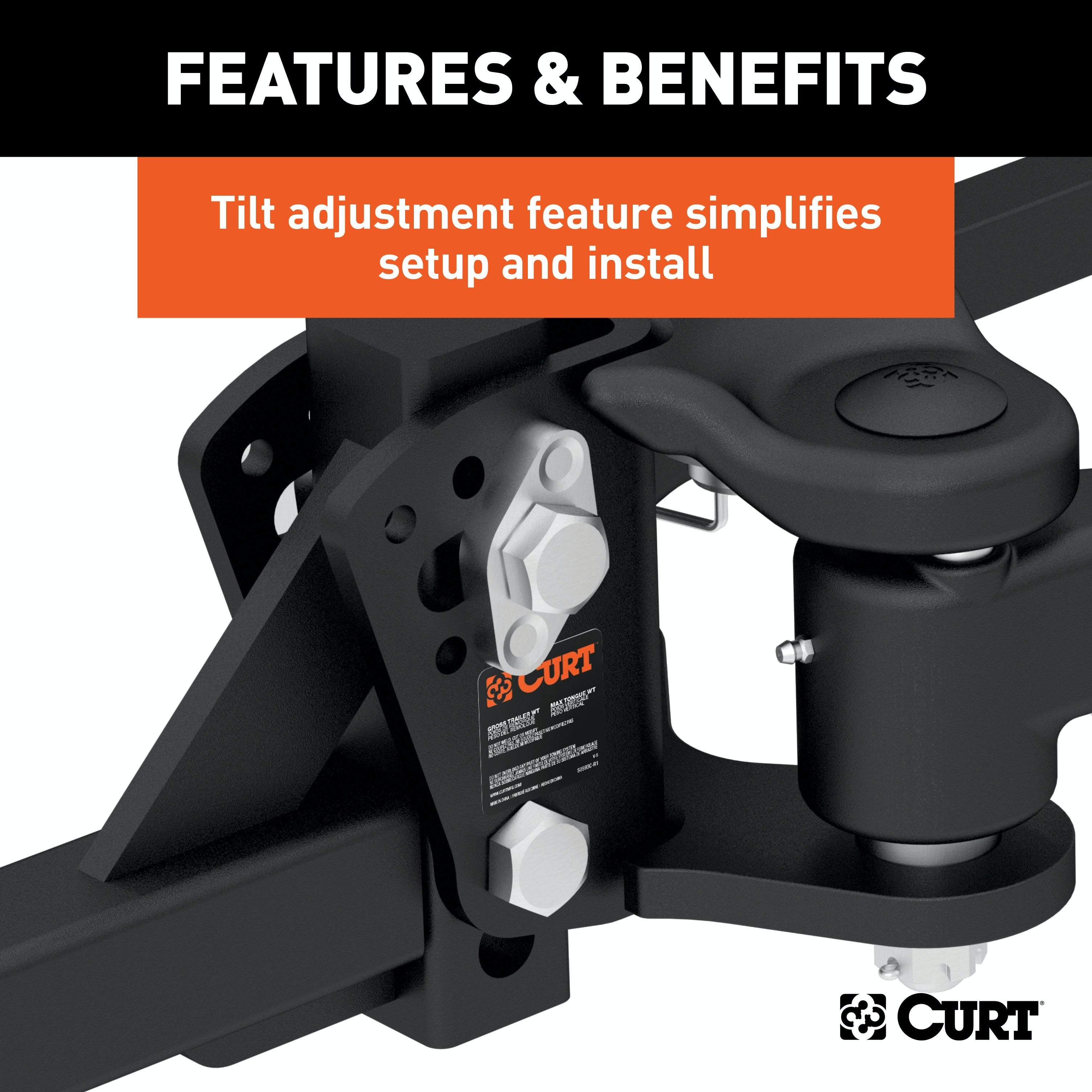 CURT 17500 TruTrack Weight Distribution Hitch with Sway Control (8-10K, 35-9/16 Bars)