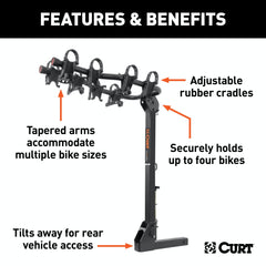 CURT 18064 Premium Hitch-Mounted Bike Rack (4 Bikes, 2 Shank)