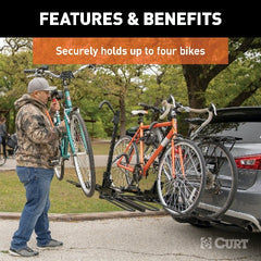 CURT 18087 Tray-Style Hitch-Mounted Bike Rack (4 Bikes, 2 Shank)