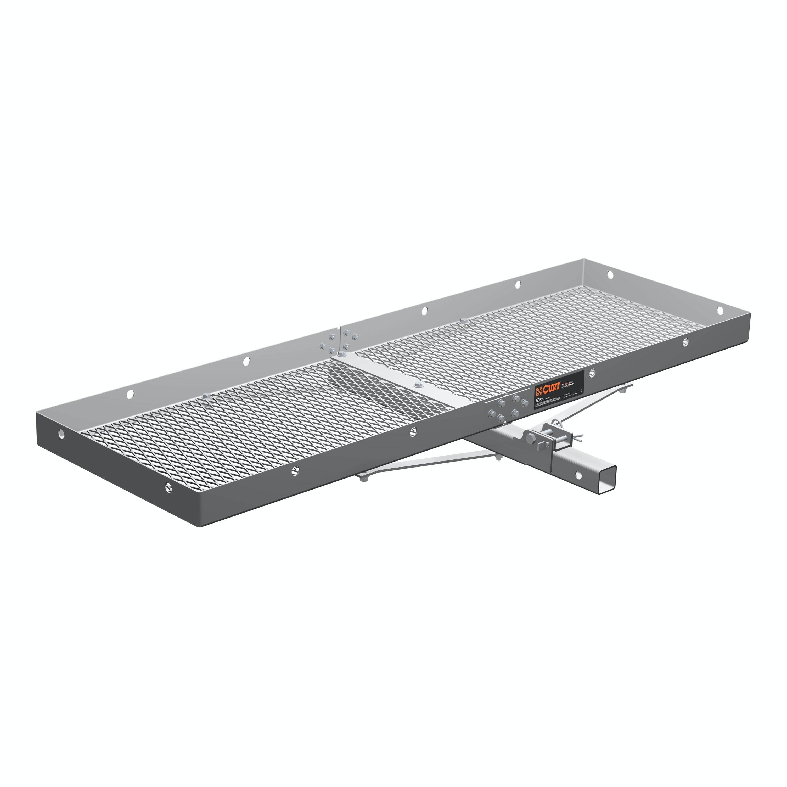 CURT 18100 60 x 20 Aluminum Tray-Style Cargo Carrier (Folding 2 Shank, 500 lbs.)