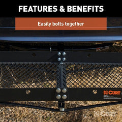 CURT 18110 48 x 20 Black Steel Tray Cargo Carrier (1-1/4, 2 Adapter, 300 lbs.)