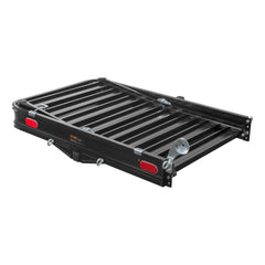 CURT 18112 50 x 30 Black Aluminum Hitch Cargo Carrier with Ramp (Folding 2 Shank)